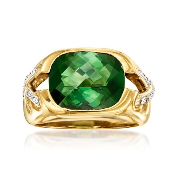 RARE Tiffany & Co. Tourmaline Cocktail Ring with Pave Diamond X Size 5.25 14g - Picture 2 of 13